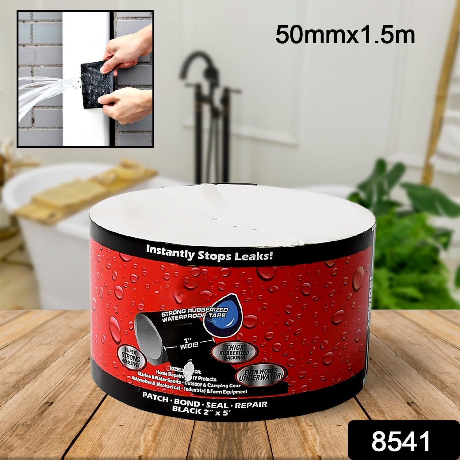 8541 leak Proof Tape, Sealing Tape Stickers Water Leakage Stopper Block Quick Pipe Fix PVC Waterproof Strong Adhesive DIY Home Garden Sticker Tapes (50mmx1.5m) 8541 leak Proof Tape, Sealing Tape Stickers Water Leakage Stopper Block Quick Pipe Fix PVC Waterproof Strong Adhesive DIY Home Garden Sticker Tapes (50mmx1.5m)